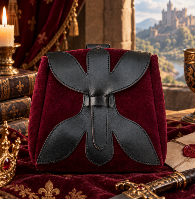 Handmade Medieval Leather & Felt Belt Pouch