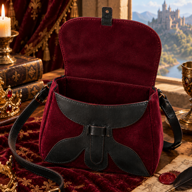 Handmade Medieval Leather & Felt Belt Pouch