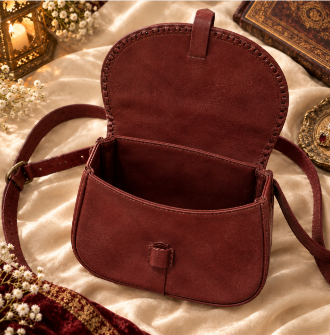 Medieval Crimson Stitched Pouch