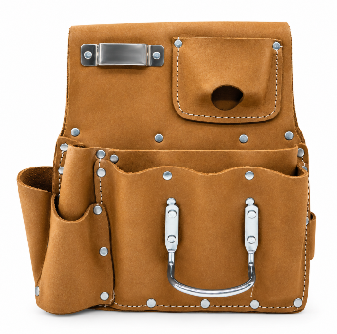 Kamal Multi-Pocket Suede Leather Carpenter Tool Pouch & Belt Holster